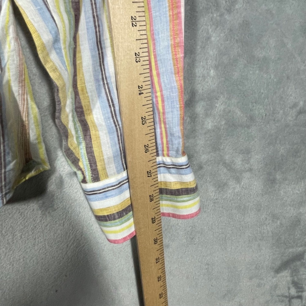 Guglielminotti Milano Mens 100% Linen Multi Color Striped Shirt Made in Italy 44 - Picture 8 of 10